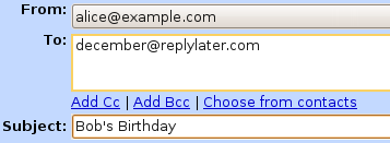 Alice wants to remember Bob's birthday. She sets a reminder to herself for December 1st.